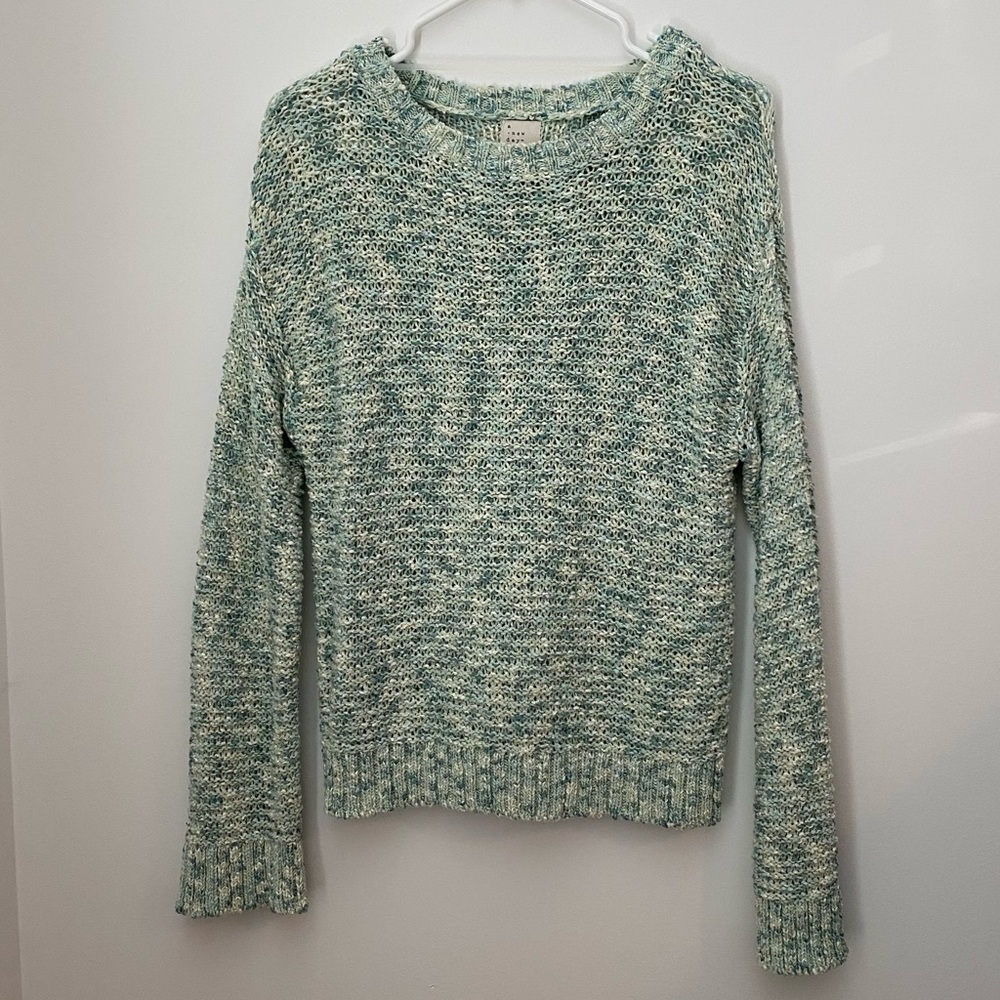 A New Day Mint Pastel Green Marled Knit Crewneck Sweater